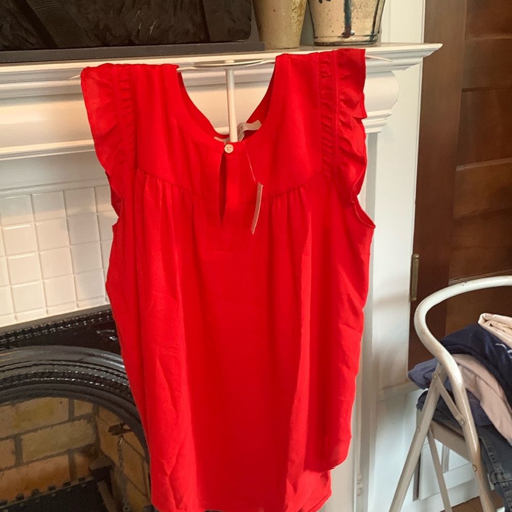 Loft 79.50 ruffle‎ sleeve top. NWT.